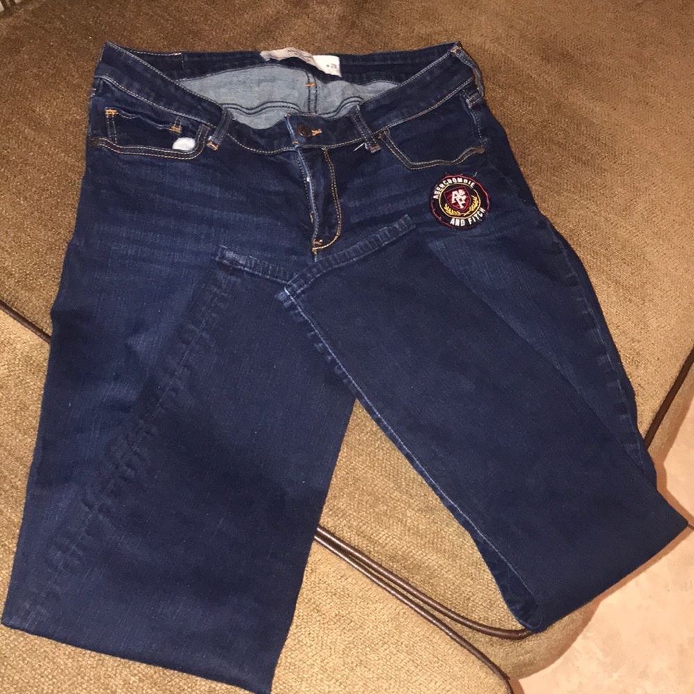 Abercrombie Dark Wash Logo Patch Skinny Jeans